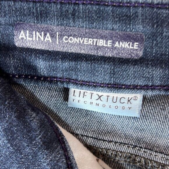 NYDJ Womens Alina Jeans Convertible Ankle Lift Tuck Technology Blue Dark Wash 6P - Picture 6 of 11